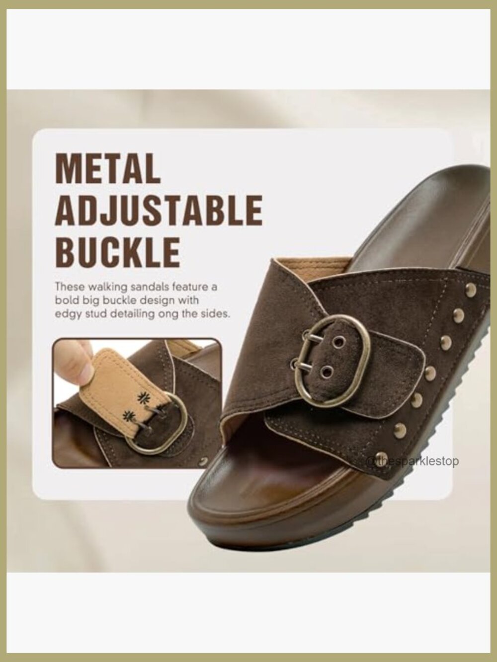 Platform Sandals, Arch Support Walking Sandals with Adjustable Buckle Straps, - Picture 4 of 7